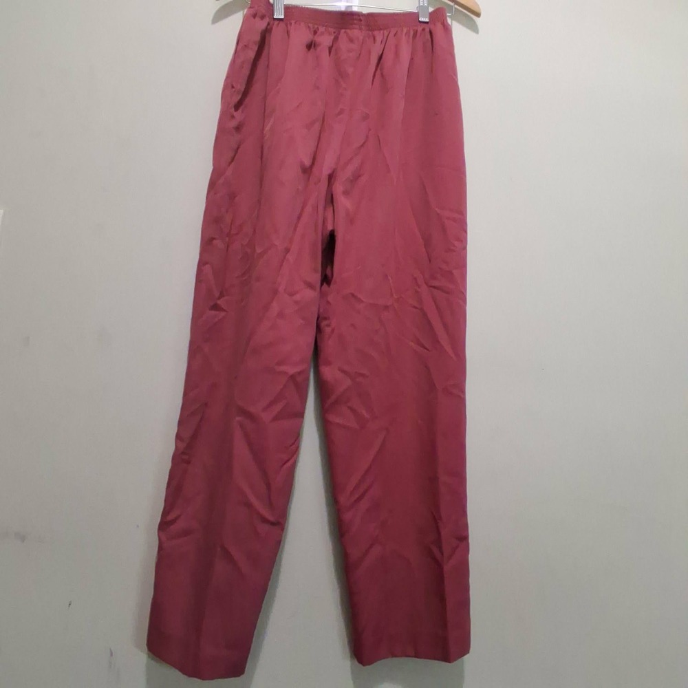 Vintage Alfred Dunner Mauve Pink Elastic Waist Straight Leg Pants Made in USA 12